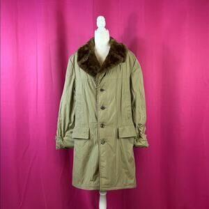 Vintage 70s 80s Lakeland faux fur lined overcoat, size 42 long or XL